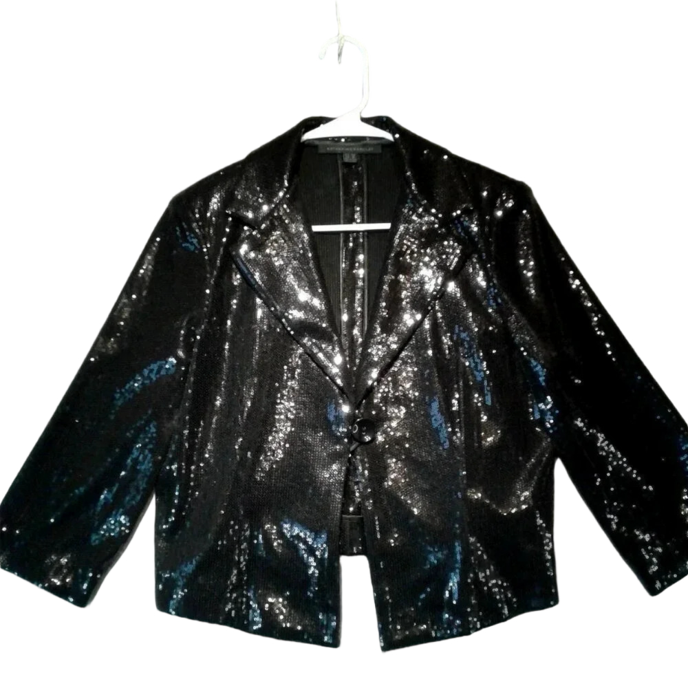 Women's Black  Sequined Blazer by Katherine Barclay Size M